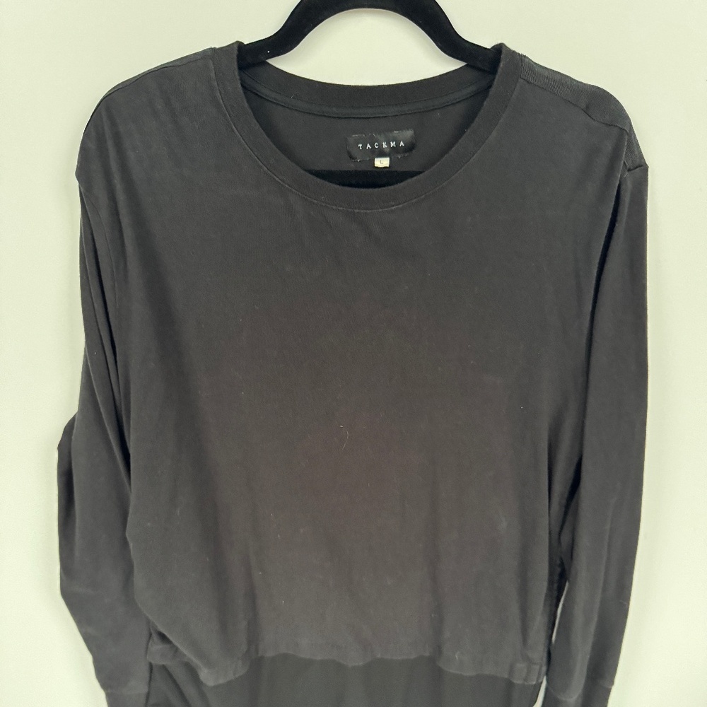 TACKMA Black Long Sleeve Layered Shirt – Size L (Extra Long)